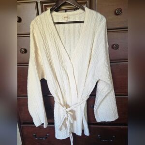 NWOT, POL, Cream SOFT Cable Knit Cardigan with Belt, Sz. L